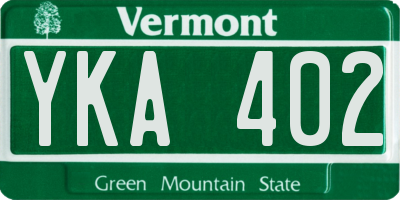 VT license plate YKA402