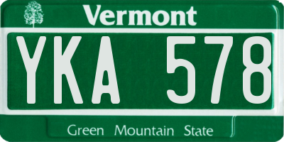 VT license plate YKA578