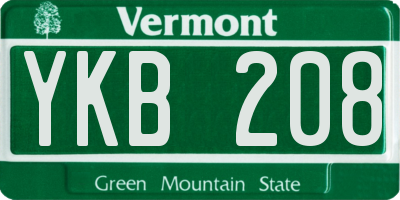 VT license plate YKB208