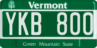VT license plate YKB800