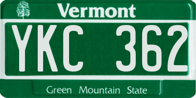 VT license plate YKC362