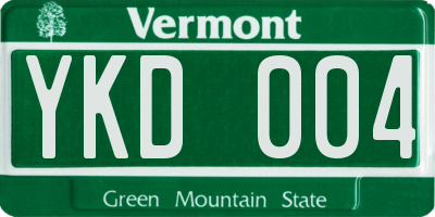 VT license plate YKD004