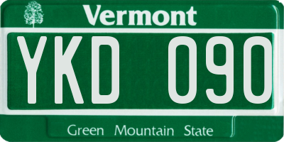 VT license plate YKD090