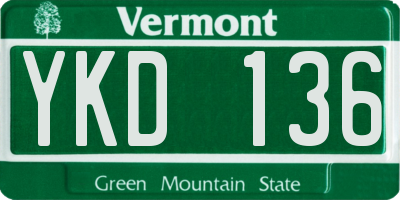 VT license plate YKD136
