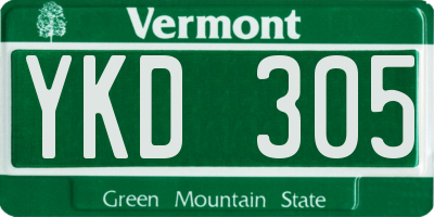 VT license plate YKD305