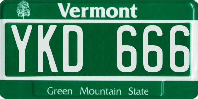 VT license plate YKD666