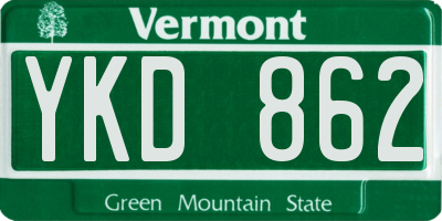 VT license plate YKD862