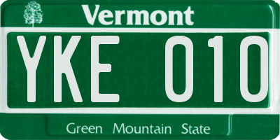 VT license plate YKE010
