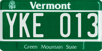 VT license plate YKE013