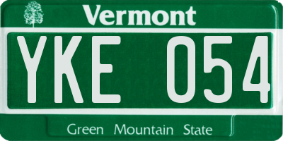 VT license plate YKE054