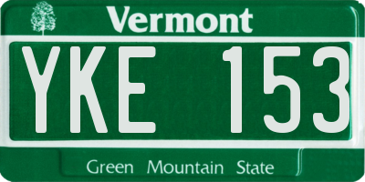 VT license plate YKE153