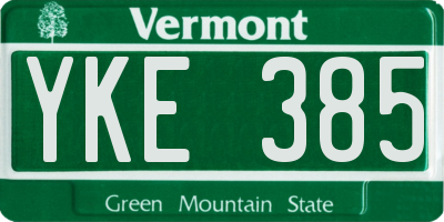 VT license plate YKE385