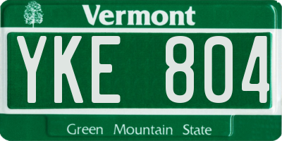 VT license plate YKE804