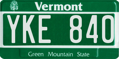 VT license plate YKE840