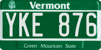 VT license plate YKE876