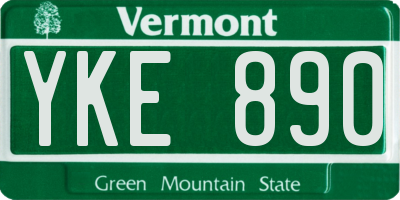 VT license plate YKE890