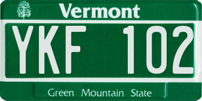 VT license plate YKF102
