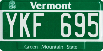 VT license plate YKF695