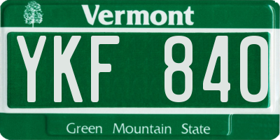VT license plate YKF840