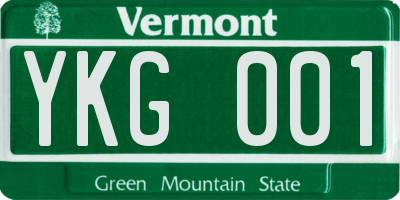 VT license plate YKG001