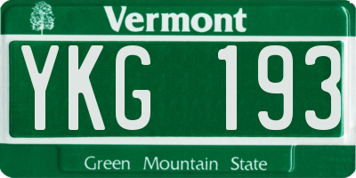 VT license plate YKG193