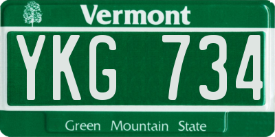 VT license plate YKG734