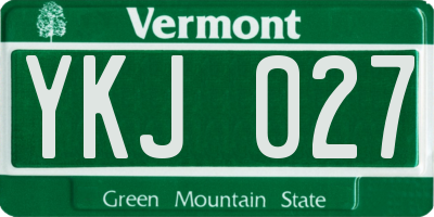 VT license plate YKJ027