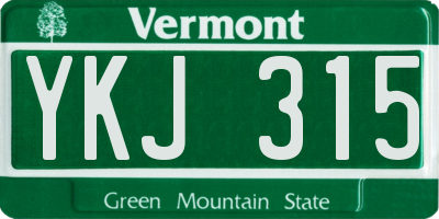VT license plate YKJ315