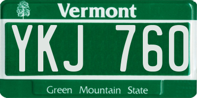 VT license plate YKJ760