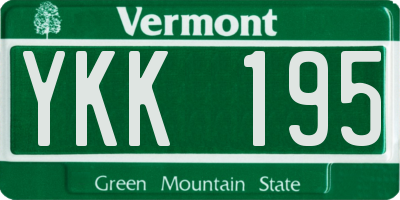 VT license plate YKK195