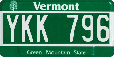 VT license plate YKK796