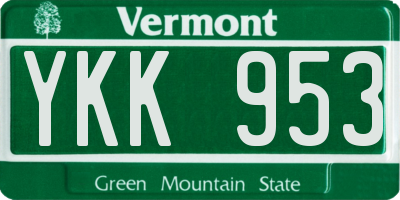 VT license plate YKK953