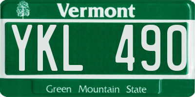 VT license plate YKL490