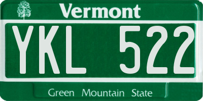 VT license plate YKL522