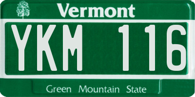 VT license plate YKM116