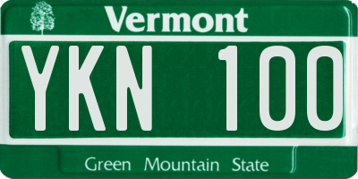VT license plate YKN100