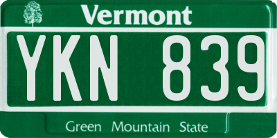 VT license plate YKN839