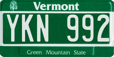VT license plate YKN992