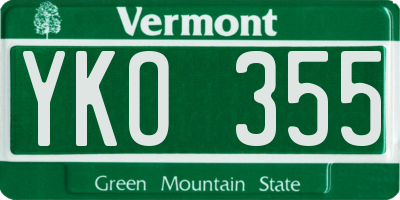 VT license plate YKO355