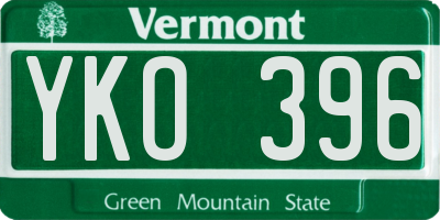 VT license plate YKO396