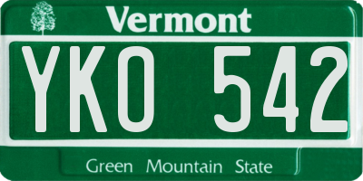 VT license plate YKO542