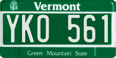 VT license plate YKO561