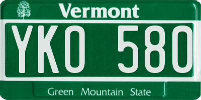 VT license plate YKO580