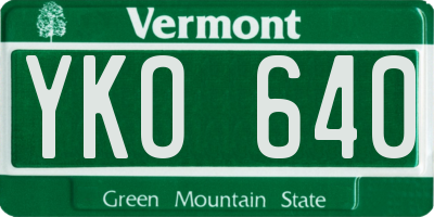 VT license plate YKO640