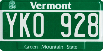 VT license plate YKO928
