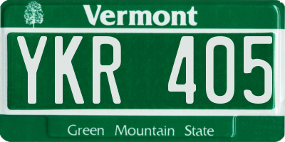 VT license plate YKR405