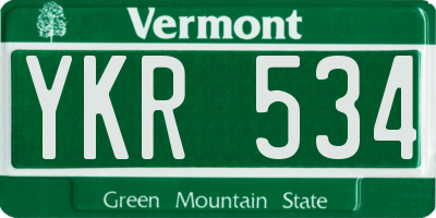 VT license plate YKR534