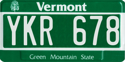VT license plate YKR678
