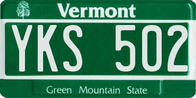 VT license plate YKS502