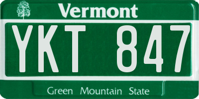 VT license plate YKT847
